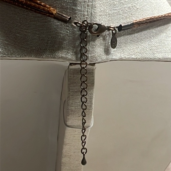 Premier Designs Leather Necklace Copper Pendant Choker - Picture 4 of 7